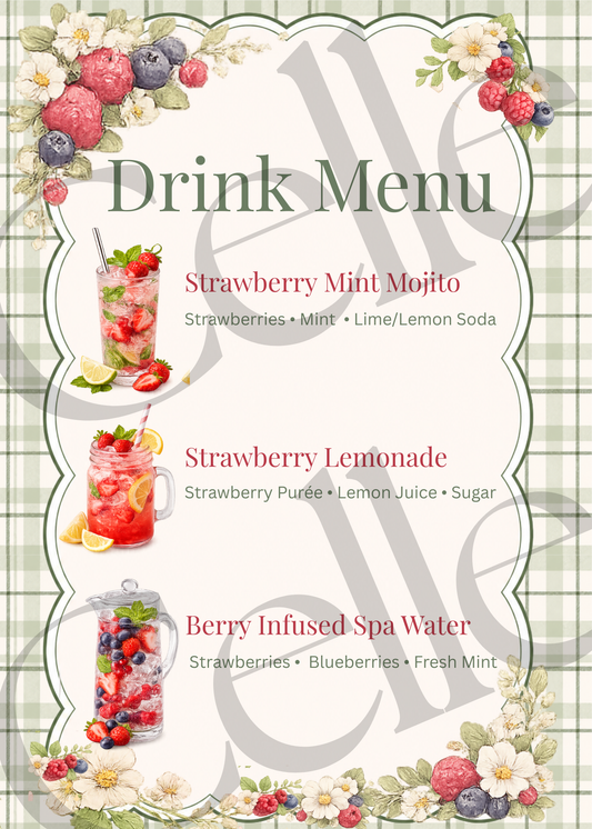 A Berry Sweet Birthday Drink Menu Template