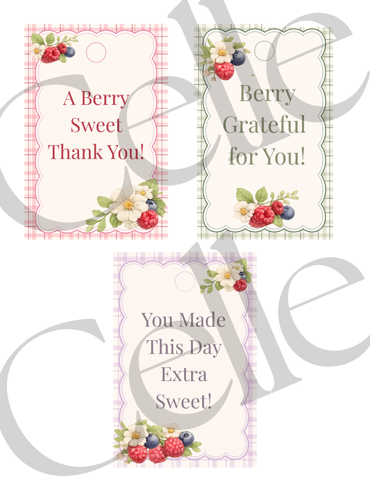 A Berry Sweet Birthday Favor Tags Template