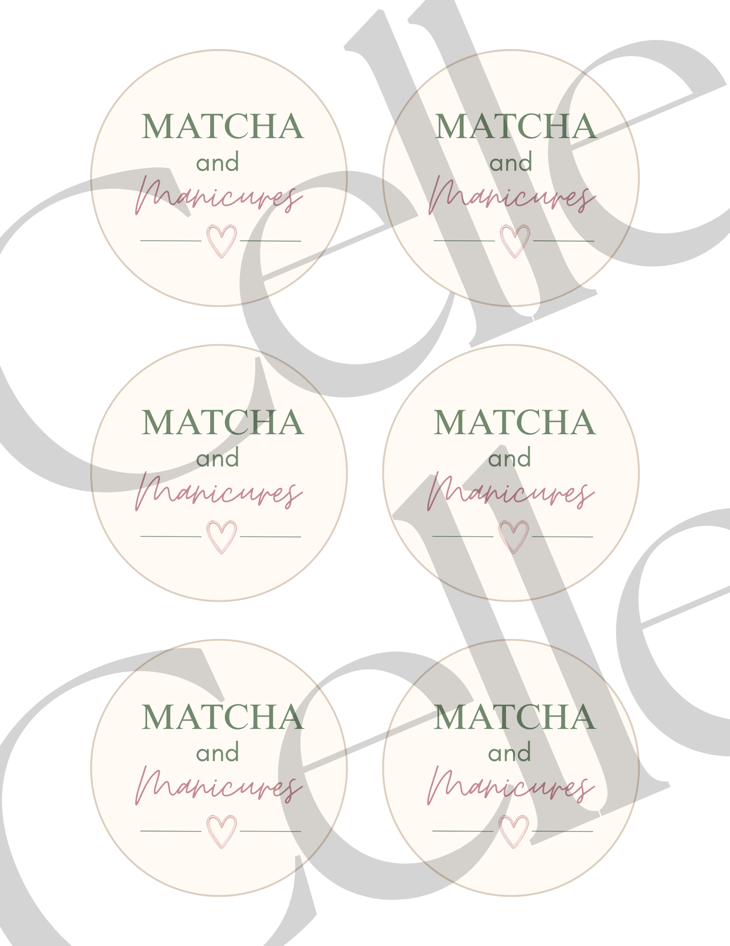 Matcha & Manicures Cup Stickers Template