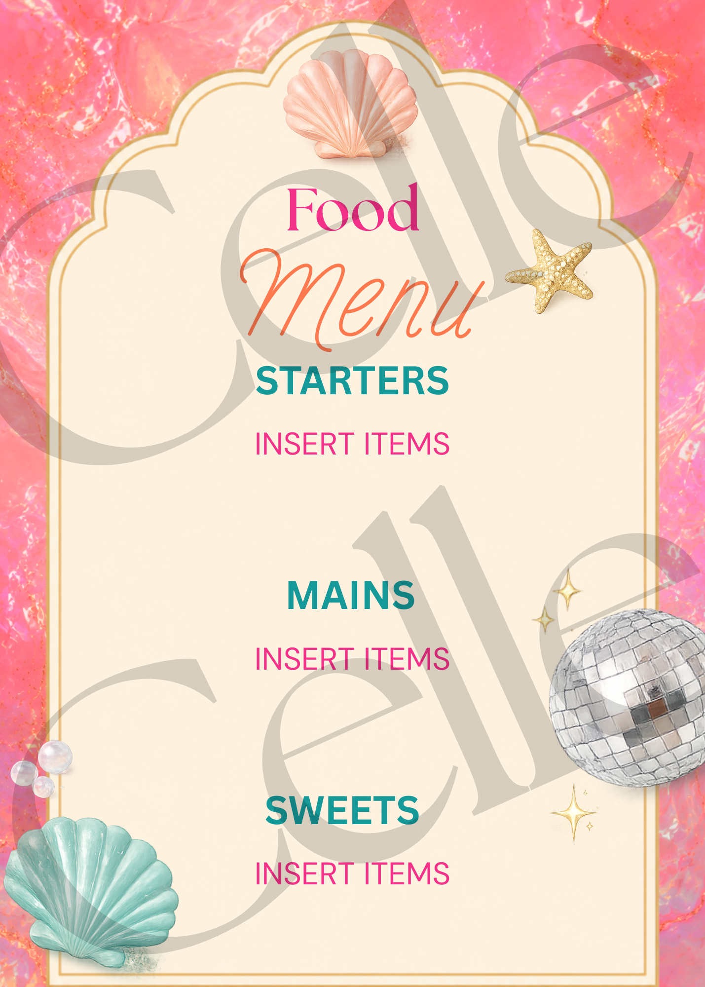 Let's Shellebrate Food Menu Template