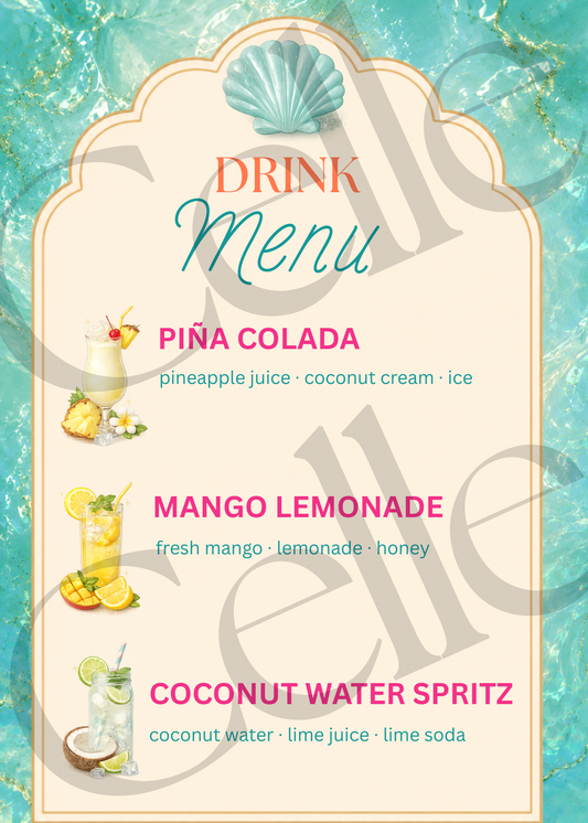 Let's Shellebrate Drink Menu Template
