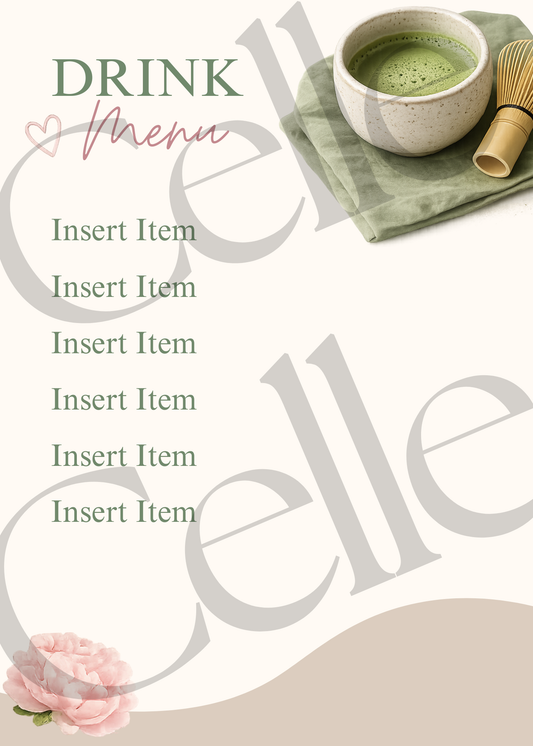 Matcha & Manicures Drink Menu Template