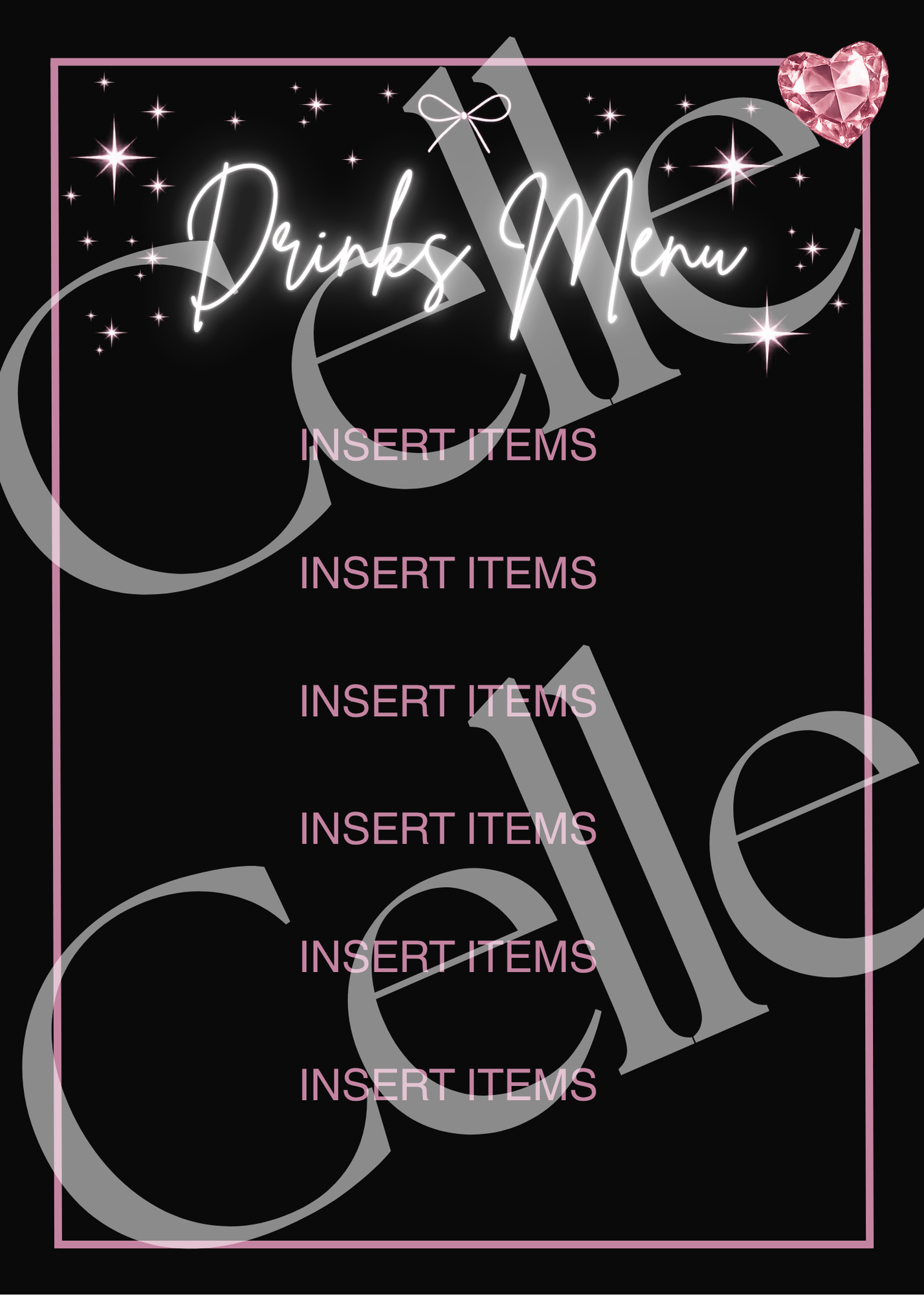 Main Character at Midnight Drink Menu Template
