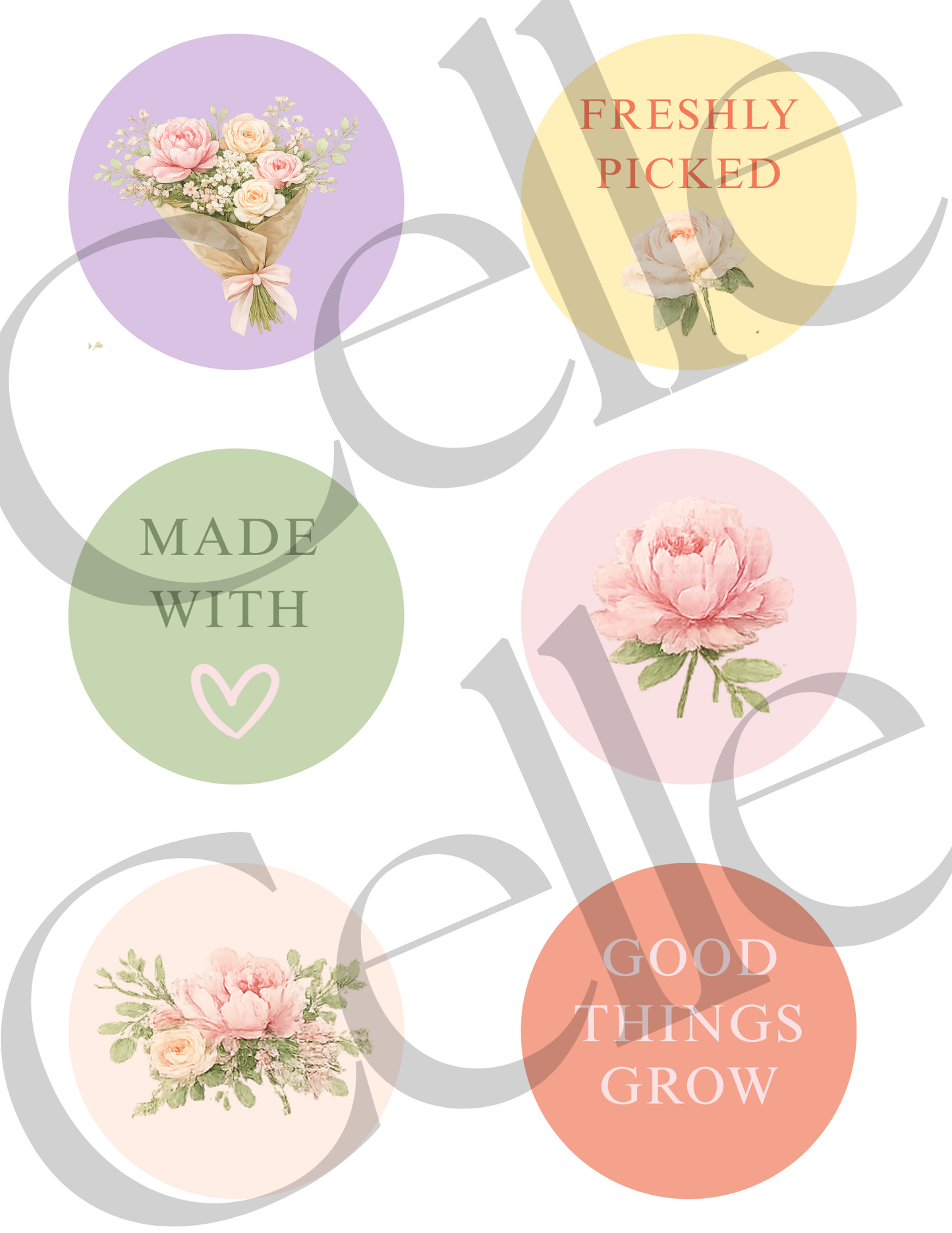 Bloom & Fizz Flower Bouquet Stickers Template