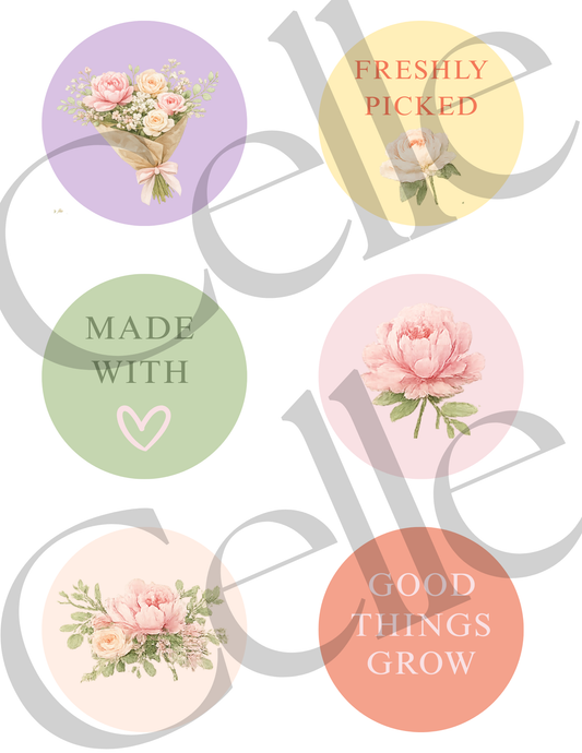 Bloom & Fizz Flower Bouquet Stickers Template