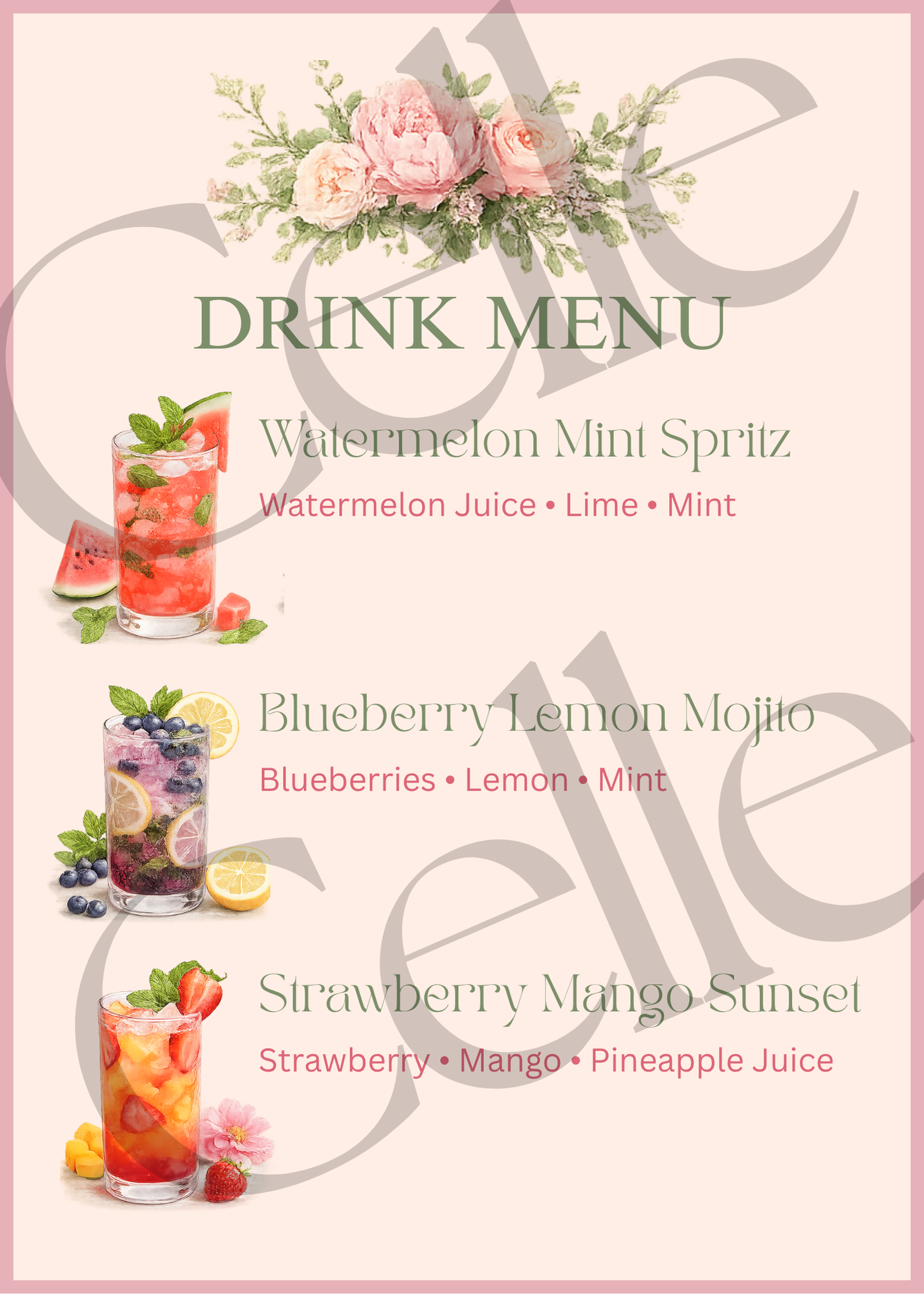 Bloom & Fizz Flower Drink Menu Template