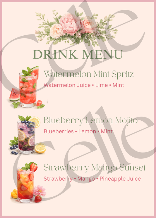 Bloom & Fizz Flower Drink Menu Template