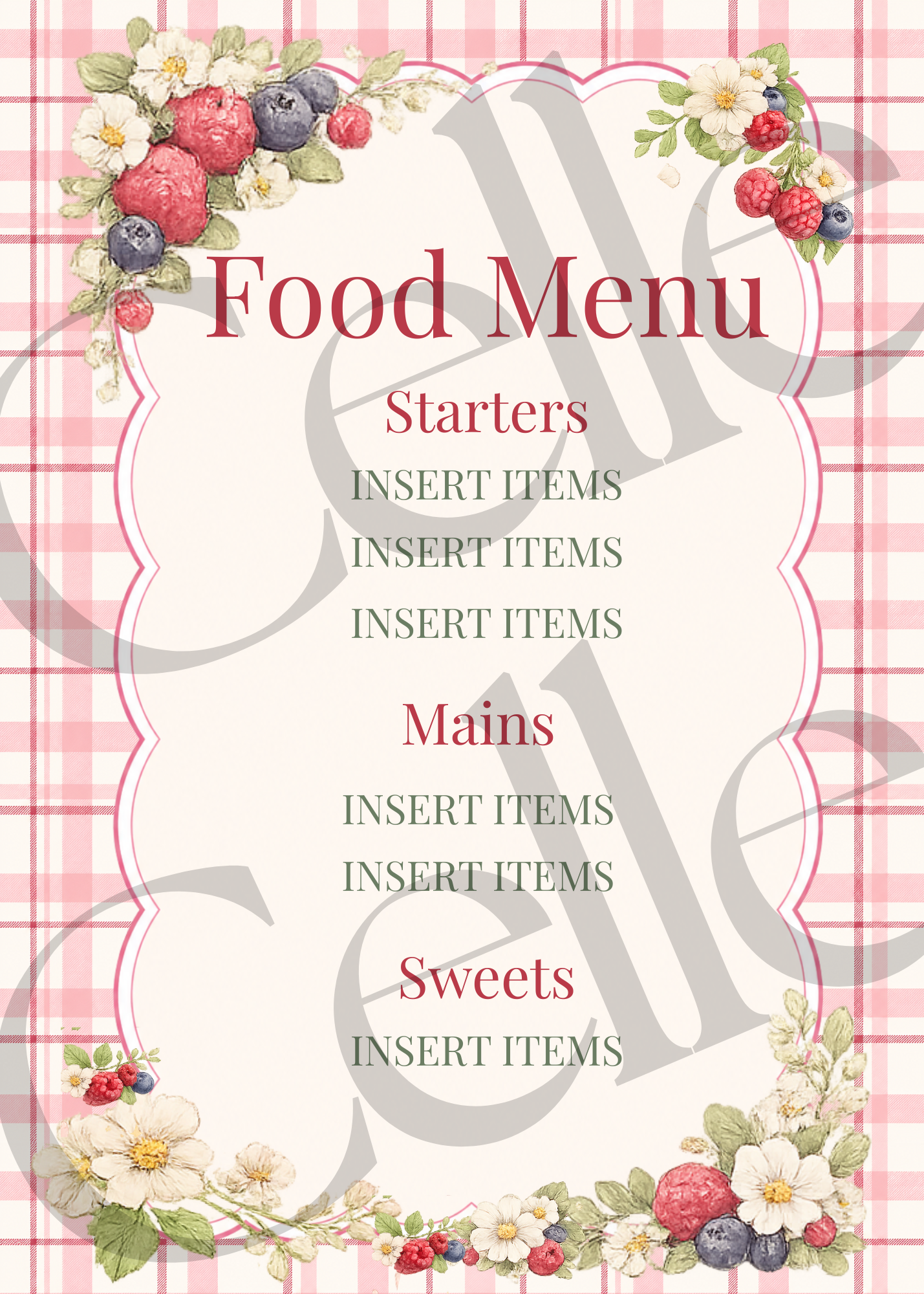 A Berry Sweet Birthday Food Menu Template