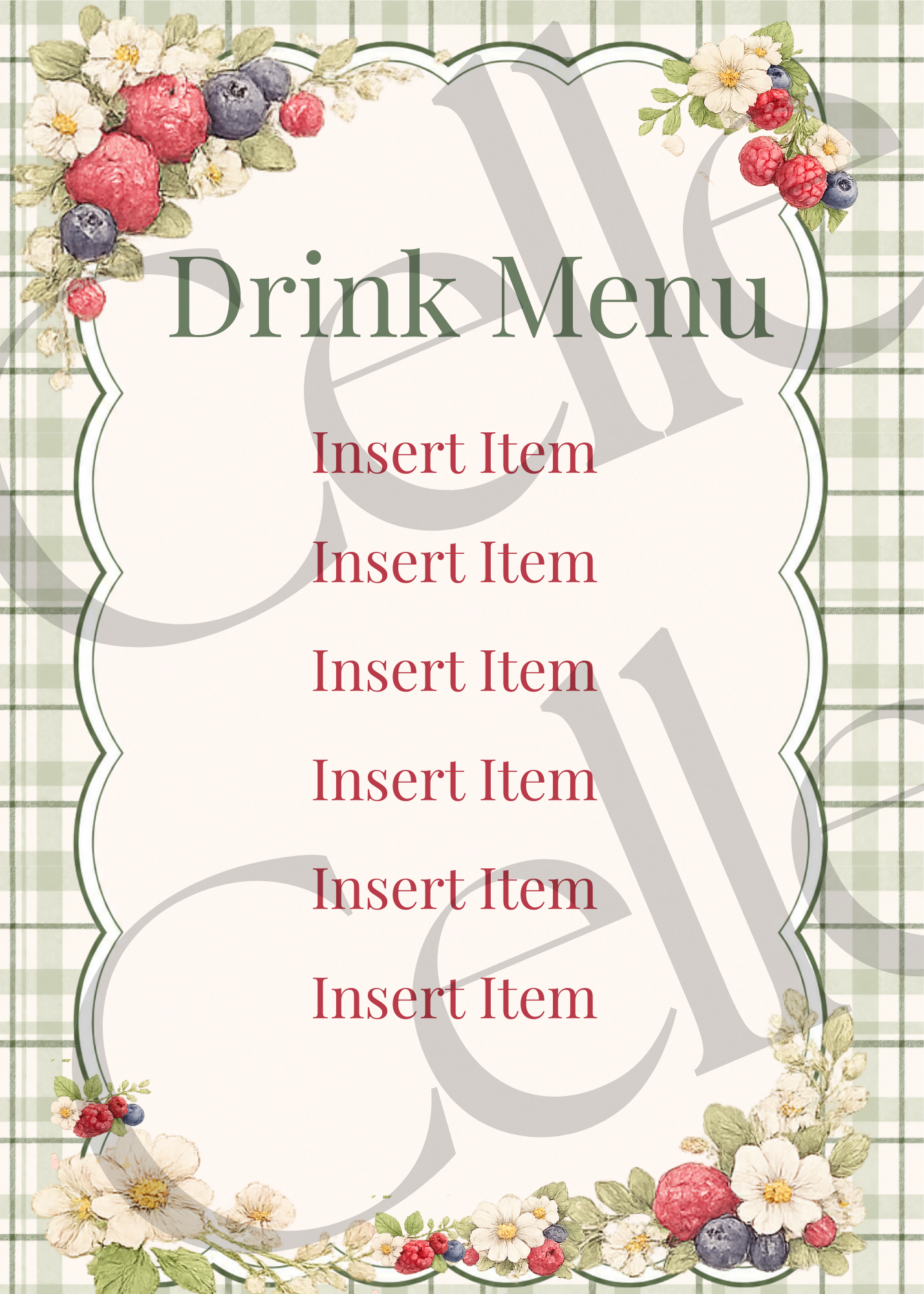 A Berry Sweet Birthday Drink Menu Template