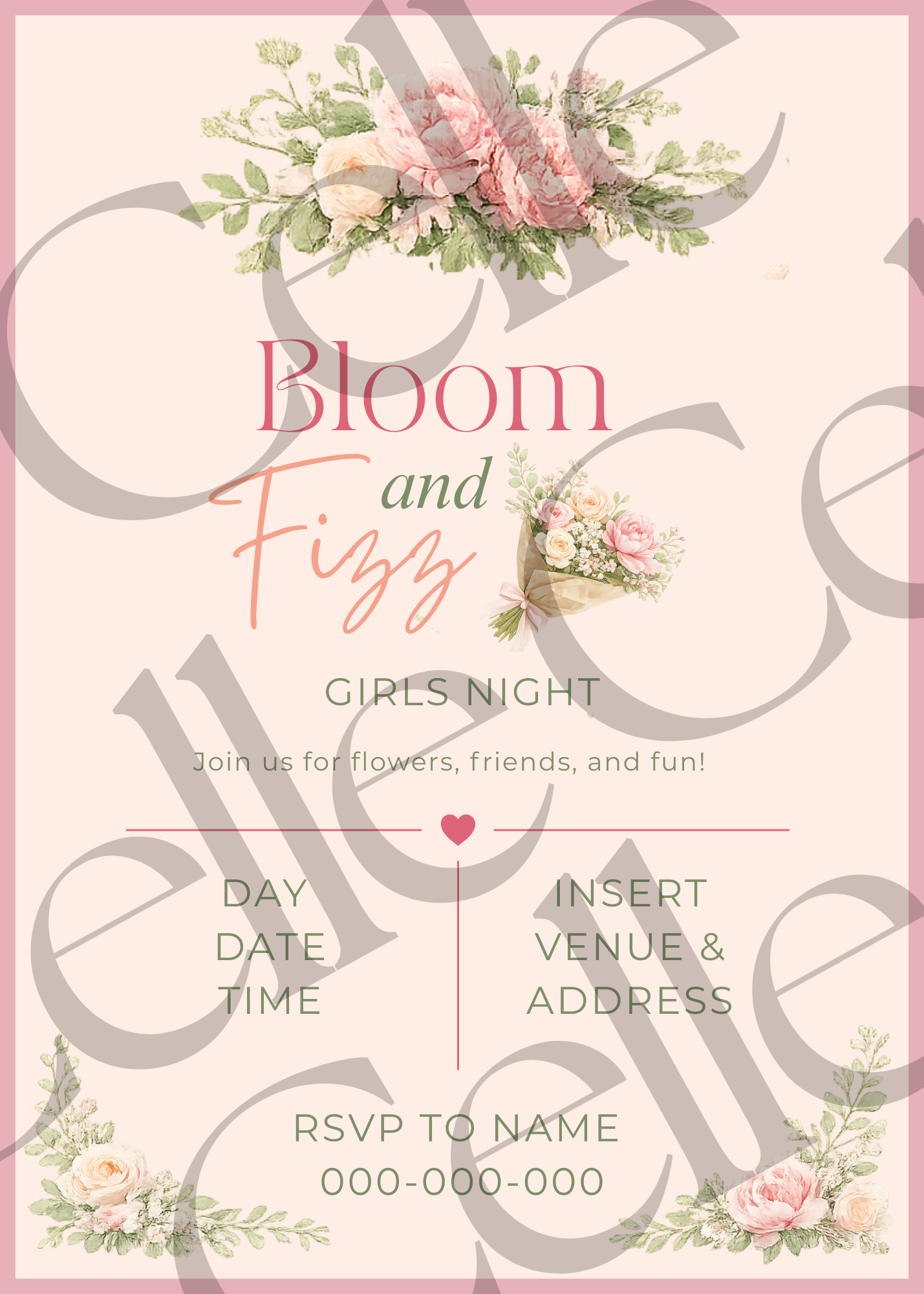Bloom & Fizz Invitation Template