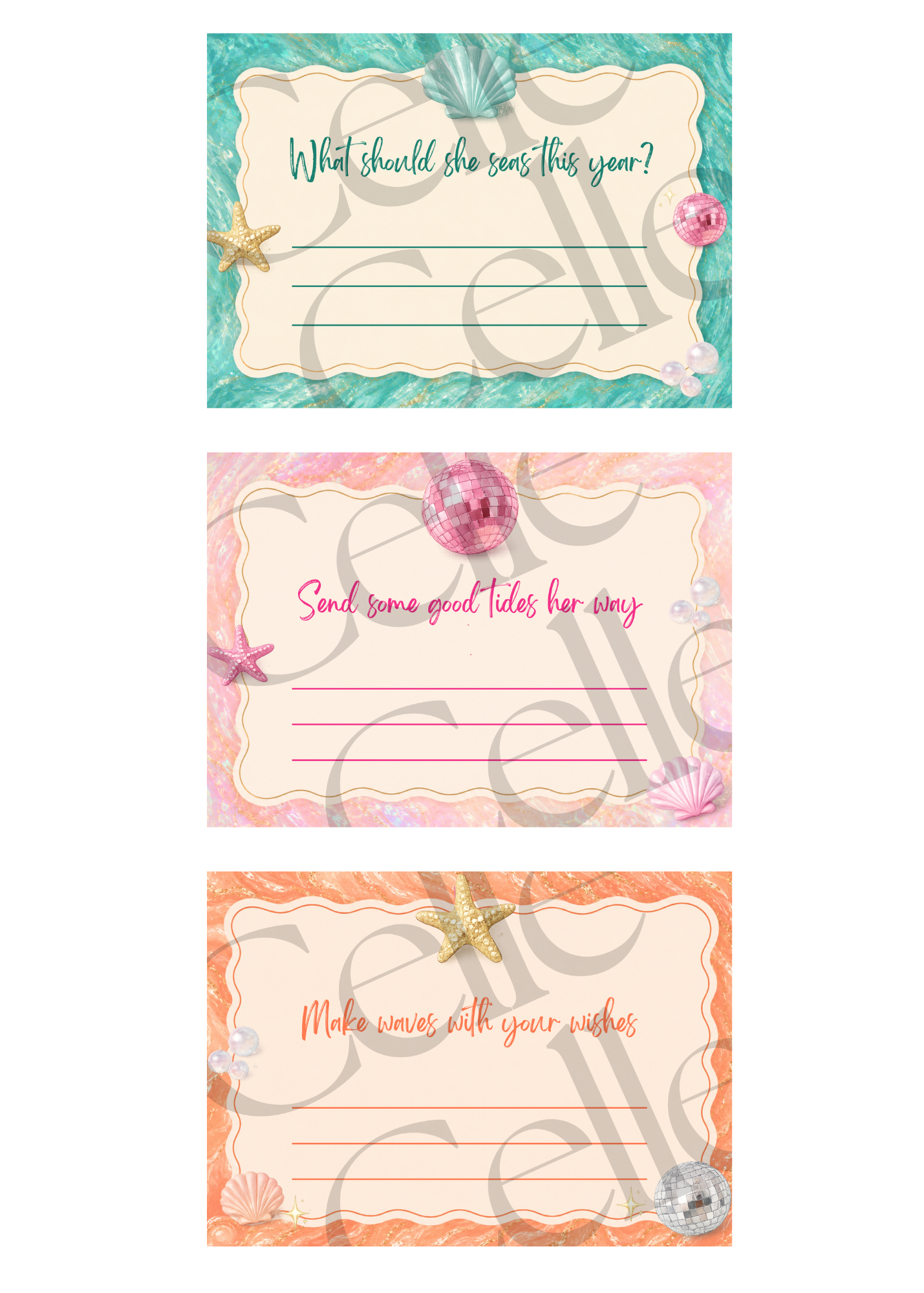 Let's Shellebrate Birthday Manifestation Cards