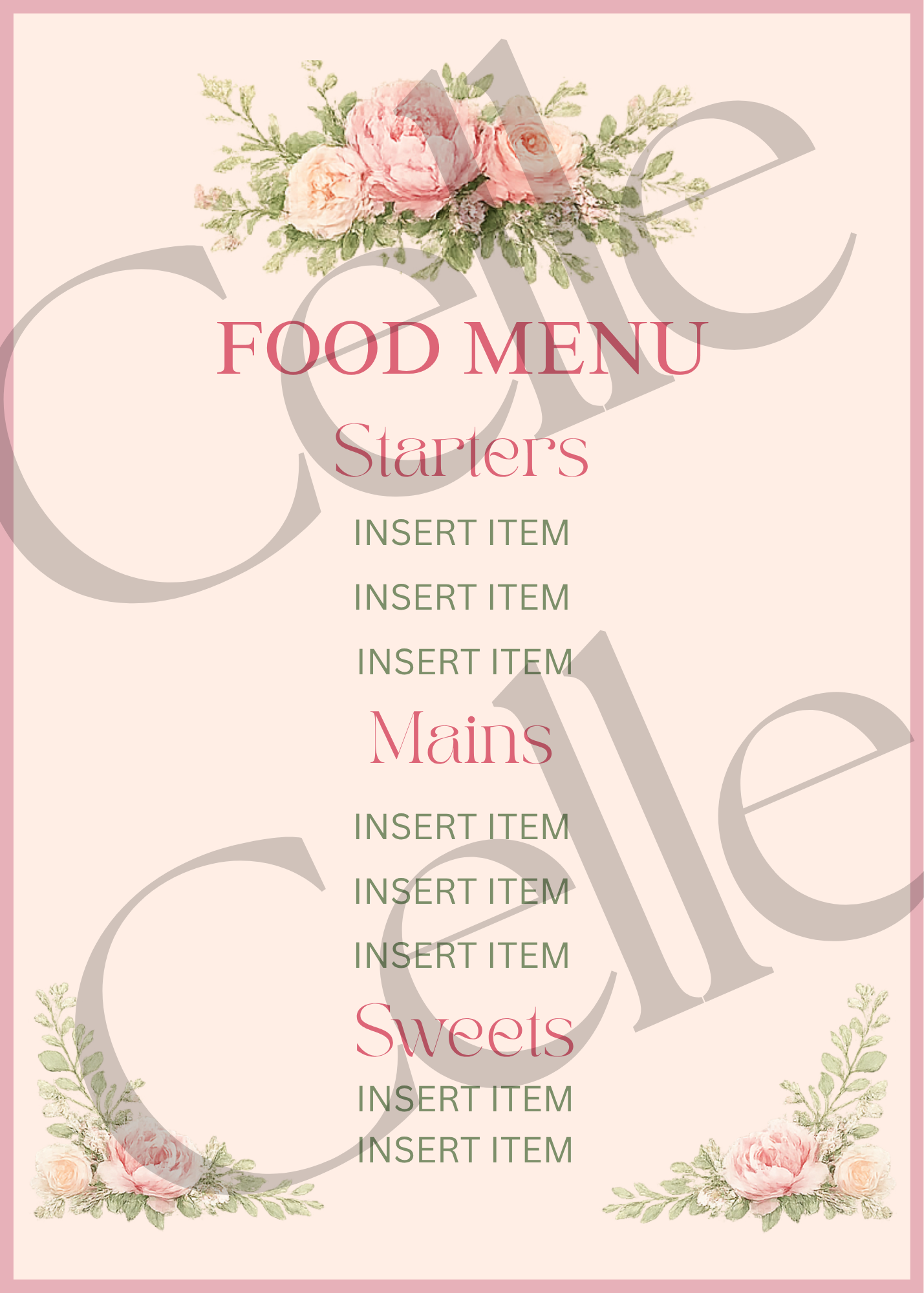 Bloom & Fizz Flower Food Menu Template