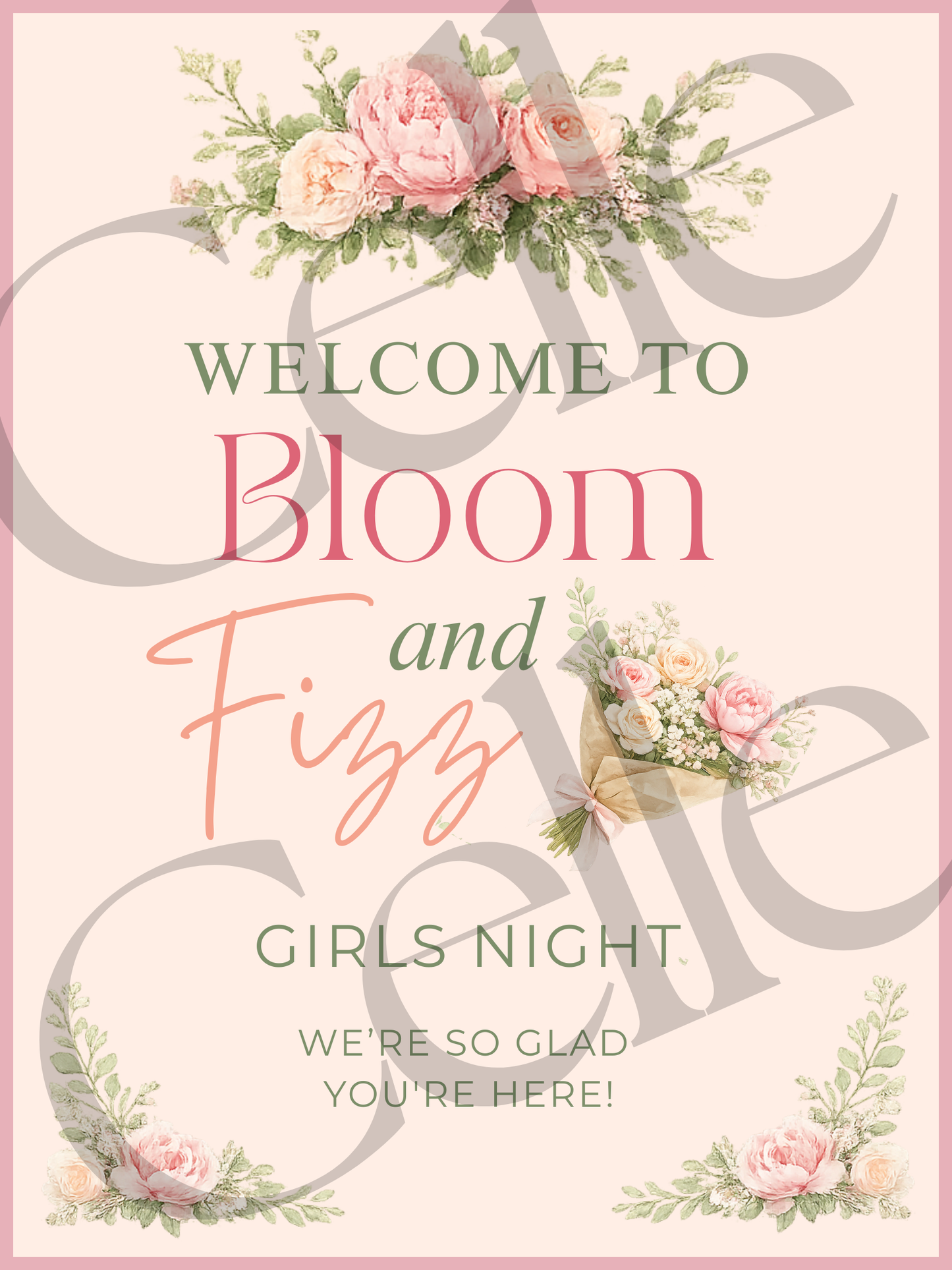 Bloom & Fizz Welcome Sign Template