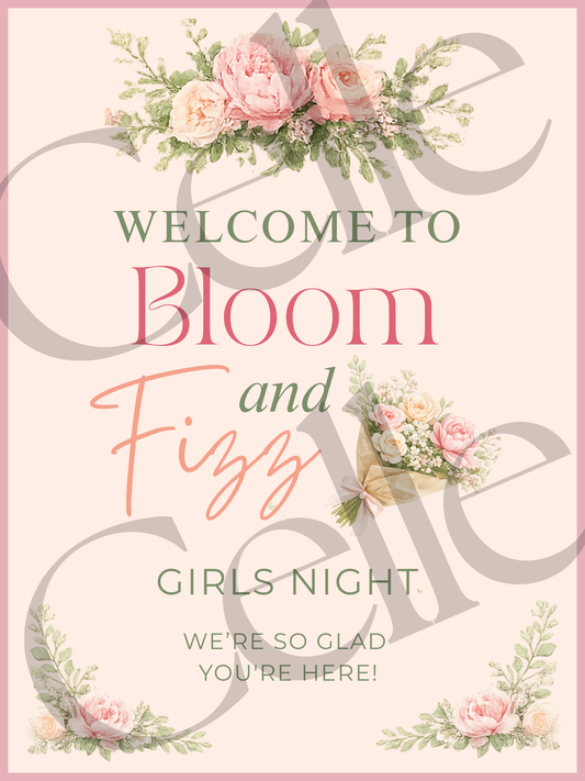 Bloom & Fizz Welcome Sign Template