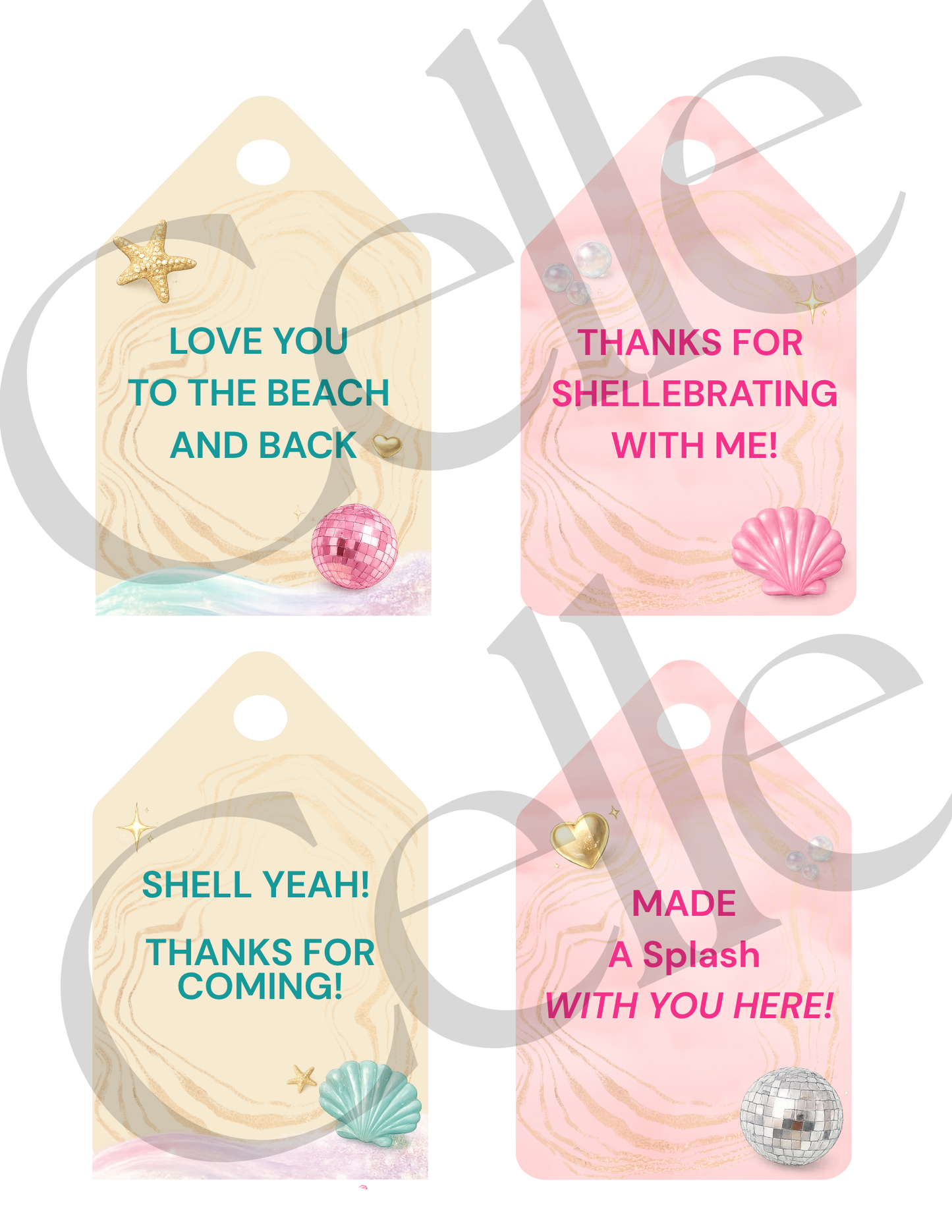 Let's Shellebrate Favor Tag Templates