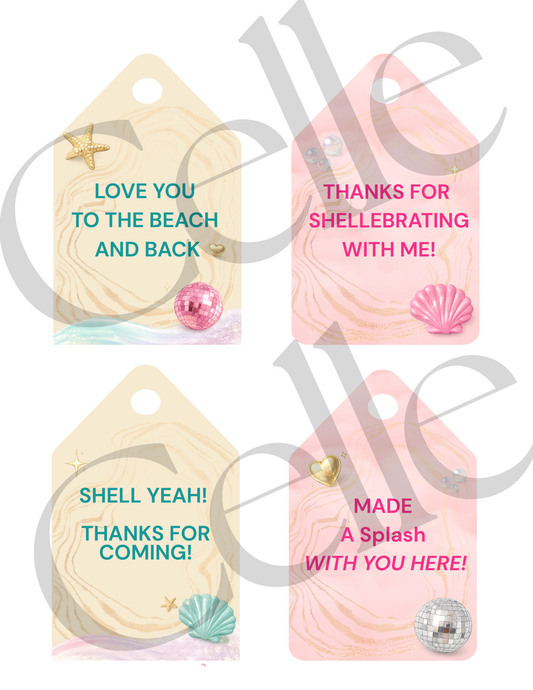 Let's Shellebrate Favor Tag Templates