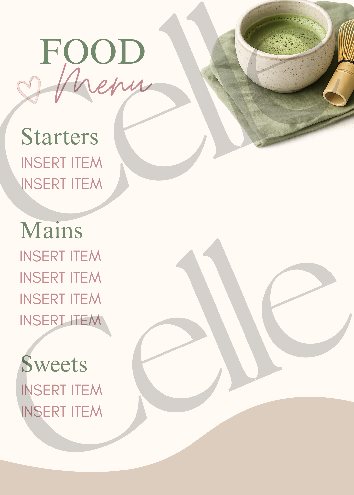 Matcha & Manicures Food Menu Template