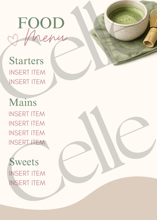 Matcha & Manicures Food Menu Template