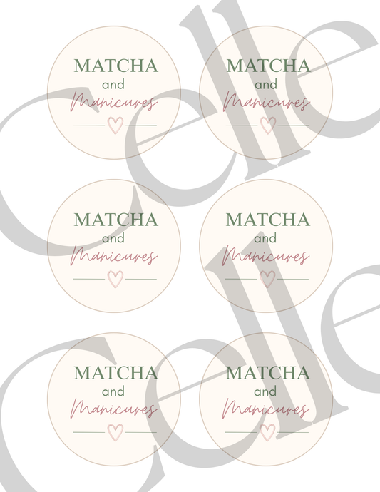 Matcha & Manicures Cup Stickers Template