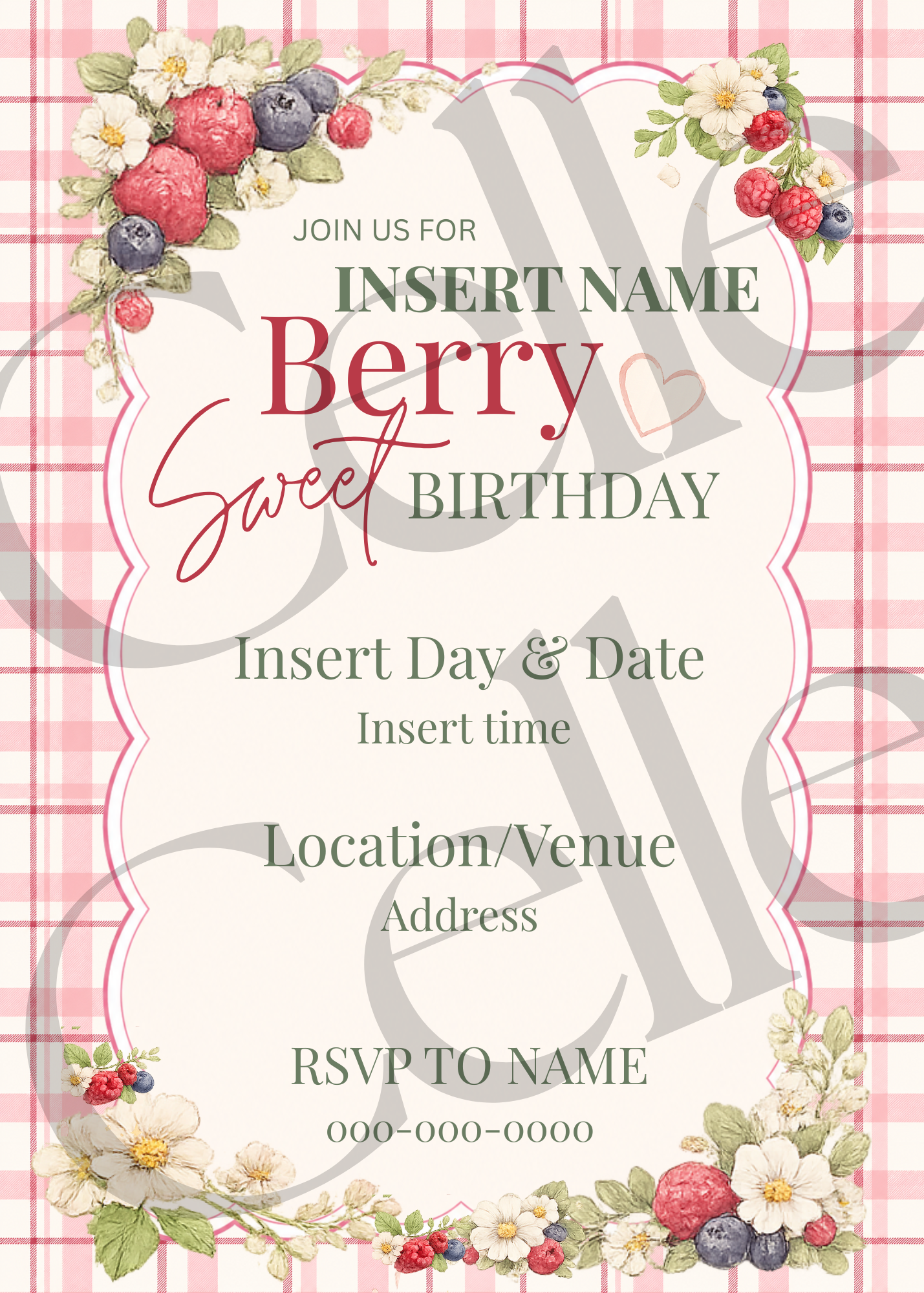 A Berry Sweet Birthday Invitation Template