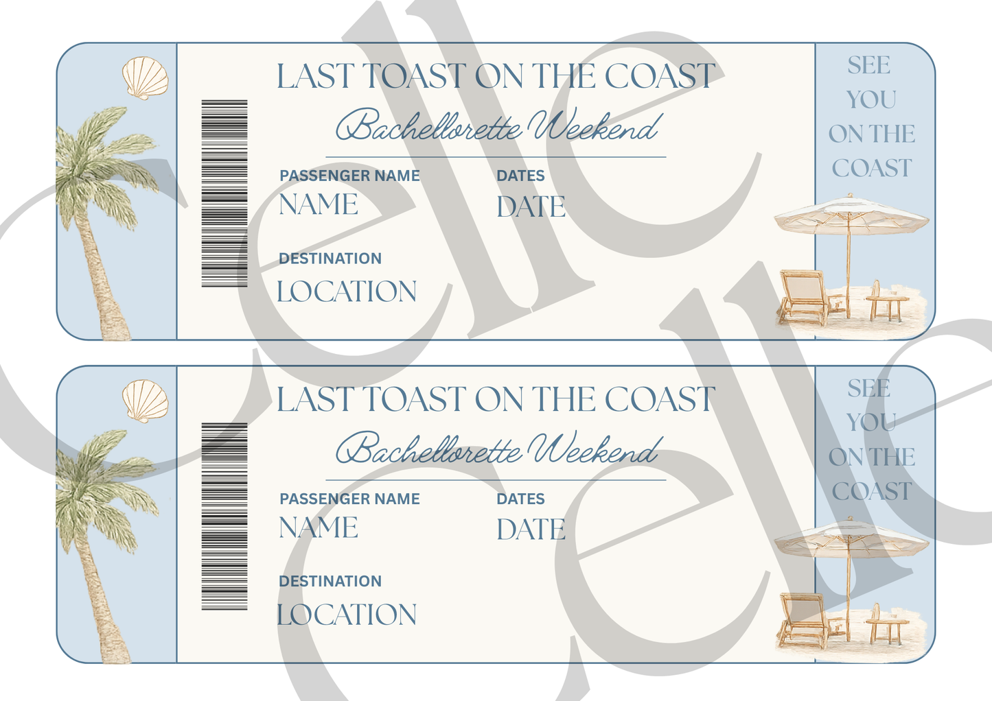 Last Toast On The Coast Boarding Pass Template